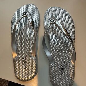 Michael Kors Silver Women's Flip Flops
